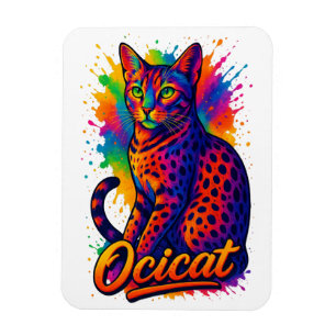 Magnet Flexible Art Pop Vibrant Ocicat - Chat Spoté Coloré