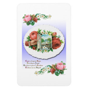 Magnet Flexible Art victorien vintage d'amitié de roses