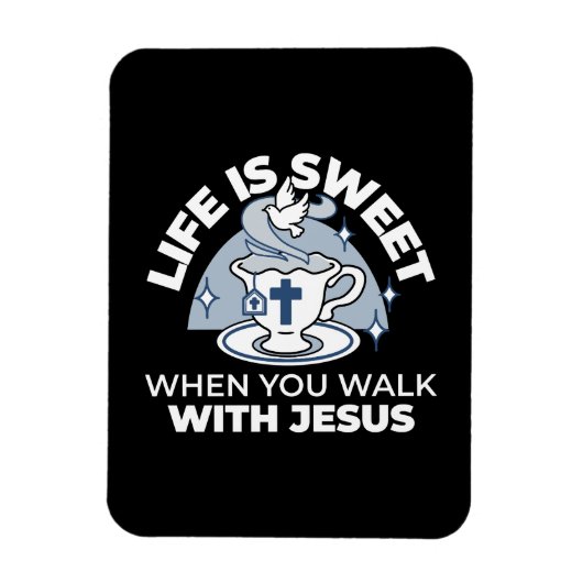 Magnet Flexible Art Vivant Fidèle - Teacup avec Croix et Dove (Vertical)