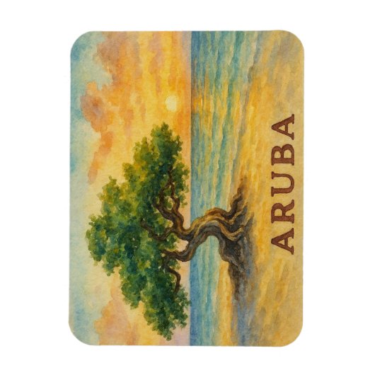 Magnet Flexible Aruba Eagle Beach Divi Tree Golden Hour (Vertical)