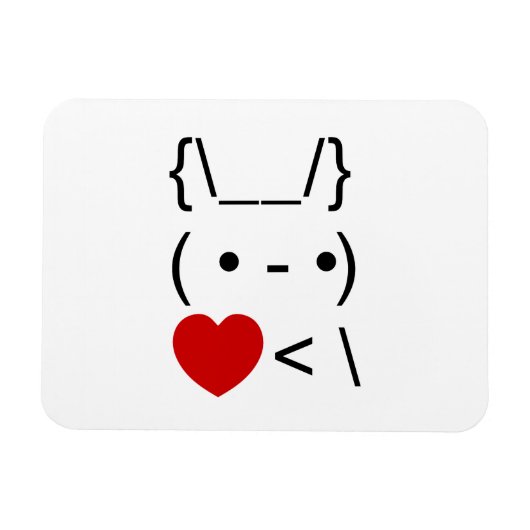 Magnet Flexible ASCII Texte Art Lapin Lapin Reprendre le coeur (Horizontal)
