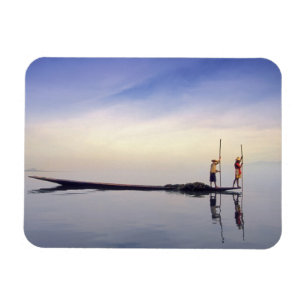 Magnet Flexible Asie, Birmanie, (Myanmar) Bateau de pêche réfléchi