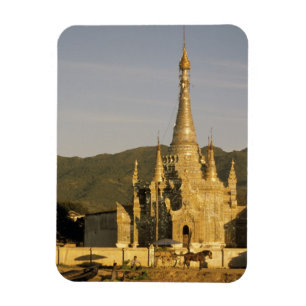 Magnet Flexible Asie, Myanmar, lac Inle. Pagodes.