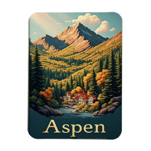 Magnet Flexible Aspen Colorado Ville de Montagne Paysage Alpin