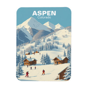 Magnet Flexible Aspen vintage Ski Colorado Voyage