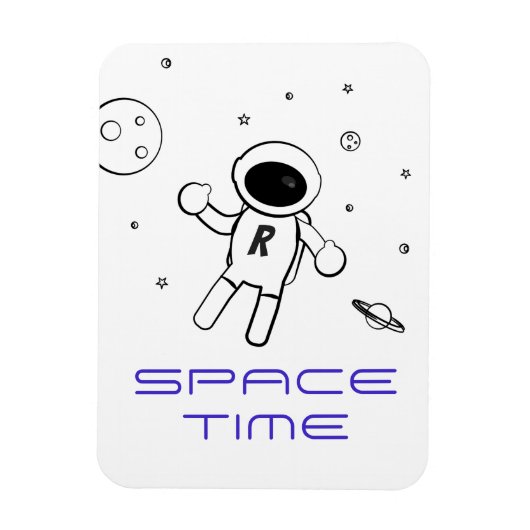 Magnet Flexible Astronaute dans l'espace - Dessin en noir et blanc (Vertical)