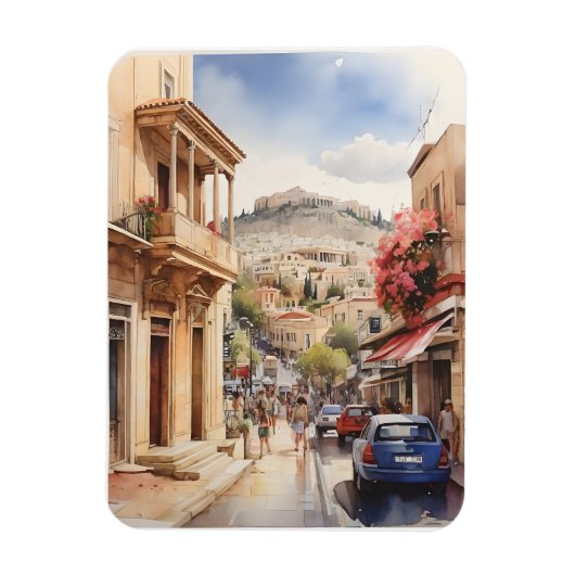 Magnet Flexible Athènes Grèce aquarelle (Vertical)