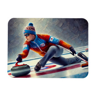 Magnet Flexible Athlète sportif du joueur de curling