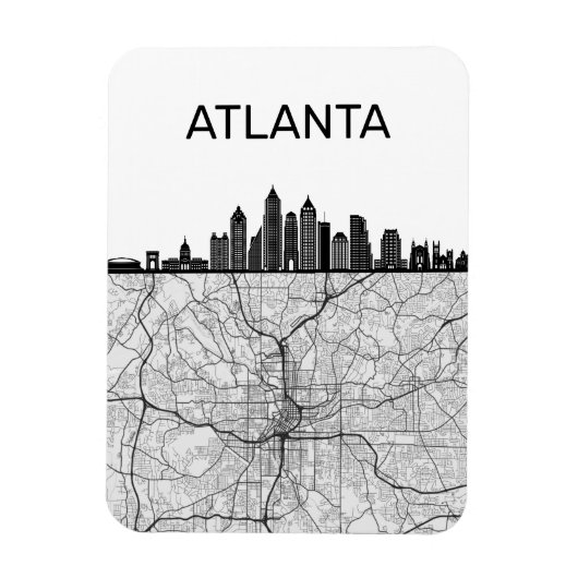 Magnet Flexible Atlanta Georgia City Skyline avec carte (Vertical)