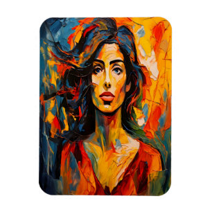 Magnet Flexible Audacieuse Expressionniste Femme Portrait Abstrait