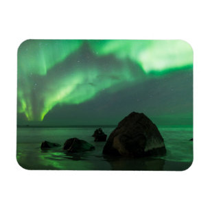 Magnet Flexible Aurore Boréale   Plage de Lofoten Norvège