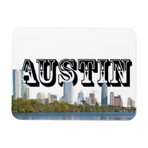 Magnet Flexible Austin Texas Skyline avec Austin dans le ciel