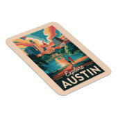 Magnet Flexible Austin Texas Skyline Travel Art Vintage (Côté Droit)
