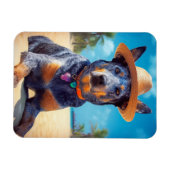 Magnet Flexible Australian Cattle on Beach, cadeau d'été des amour (Horizontal)