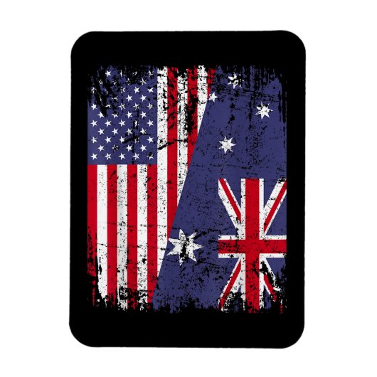 Magnet Flexible AUSTRALIAN ROOTS Half American Flag AUSTRALIE (Vertical)