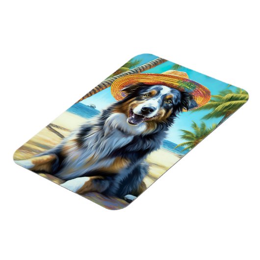Magnet Flexible Australian Shepherd On Beach amoureux des chiens c (Côté Gauche)