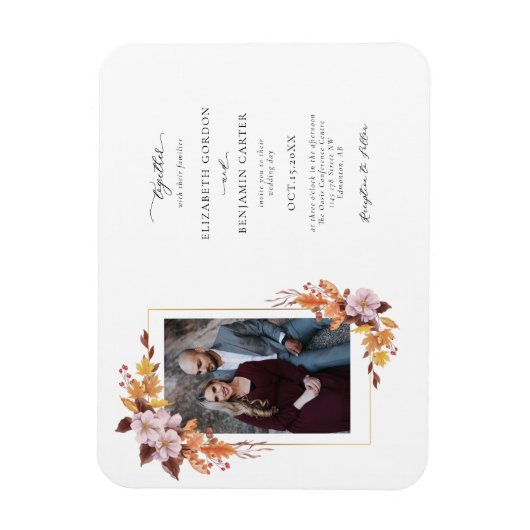 Magnet Flexible Automne Automne Floral Mariage Folio Script Photo (Vertical)