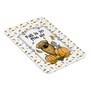 Magnet Flexible Automne Espagnol Tibétain (Brown) Chien Citrouille