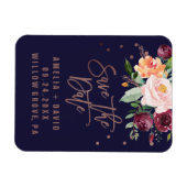 Magnet Flexible Automne Floral Rose Gold Enregistrer la date (Horizontal)