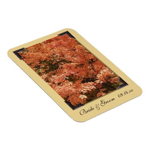 Magnet Flexible Automne Orange Feuille mariage Enregistrer la date (Côté Droit)