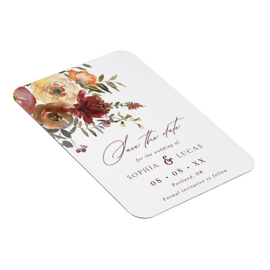 Magnet Flexible Automne Rouille Bourgogne Orange Mariage Script En (Côté Droit)