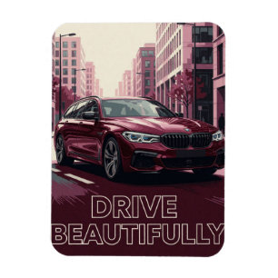 Magnet Flexible 🌆 Automobile Rouge Nuit Urbaine