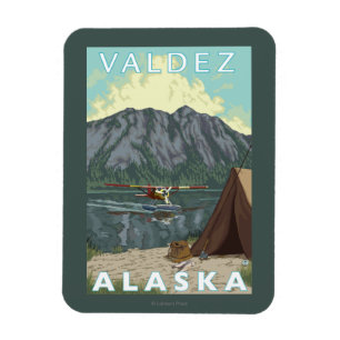 Magnet Flexible Avion de Bush et pêche - Valdez, Alaska