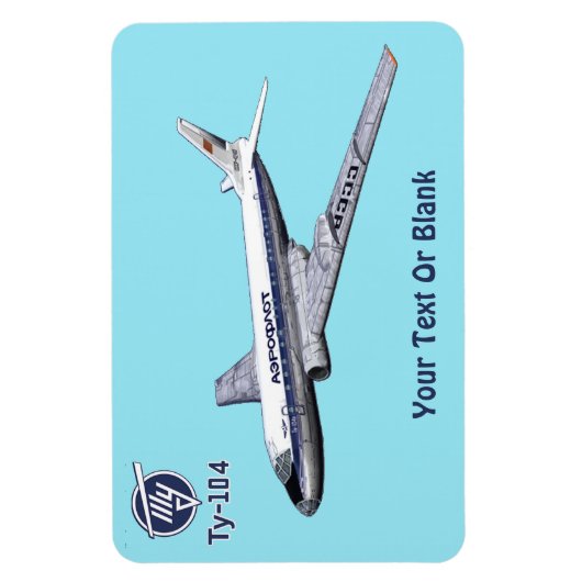 Magnet Flexible Avion de ligne Tu-104 de Tupolev (Туполев) (Vertical)