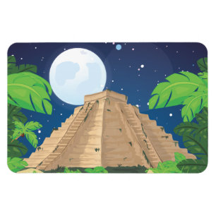 Magnet Flexible Aztec Pyramide paysage de dessin animé