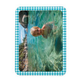 Magnet Flexible Azure Gingham Plaid Family Photo (Vertical)