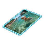 Magnet Flexible Azure Gingham Plaid Family Photo (Côté Gauche)