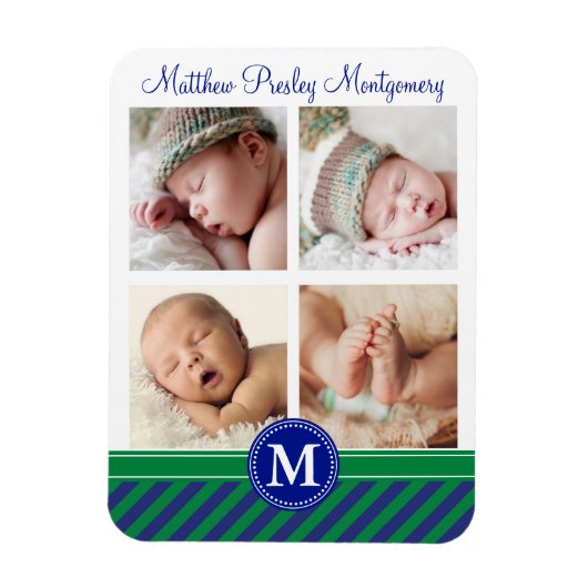 Magnet Flexible Baby Boy Birth Keepsaké Photo personnalisée (Vertical)