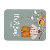 Magnet Flexible Baby Boy Boho Verdure rustique (Horizontal)