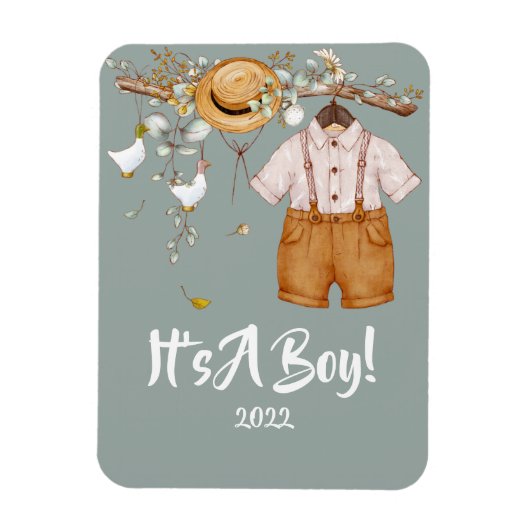 Magnet Flexible Baby Boy Boho Verdure rustique (Vertical)