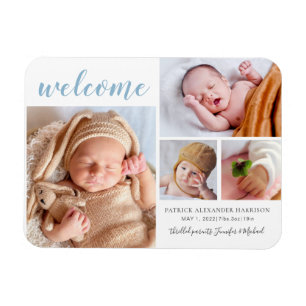Magnet Flexible Baby Boy Photo Collage Faire-part de naissance de
