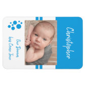Magnet Flexible Baby Boy rêve devenir vrai photo bleu et blanc (Horizontal)