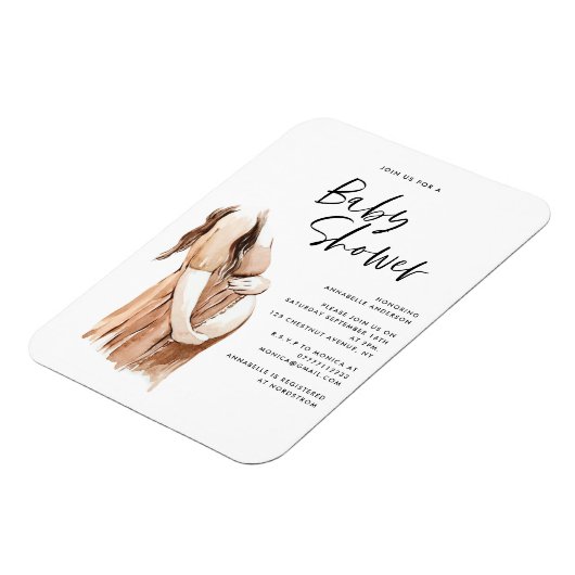 Magnet Flexible Baby shower aquarelle illustration script simple (Côté Gauche)