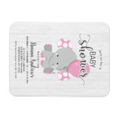 Magnet Flexible Baby shower éléphant rose bois blanc Invitation (Horizontal)