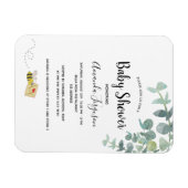 Magnet Flexible Baby shower eucalyptus verdure abeille mignonne (Horizontal)