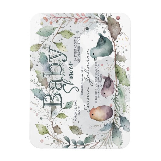 Magnet Flexible Baby shower naturel Watecolor (Vertical)