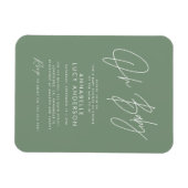 Magnet Flexible Baby shower script sauge vert élégante invitation (Horizontal)