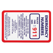 Magnet Flexible Babysitter Emergency Numbers List Contact Info (Horizontal)