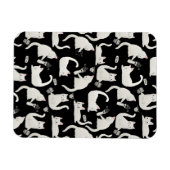 Magnet Flexible Bad Cats Knocking Stuff Over, White Cats on Black (Horizontal)