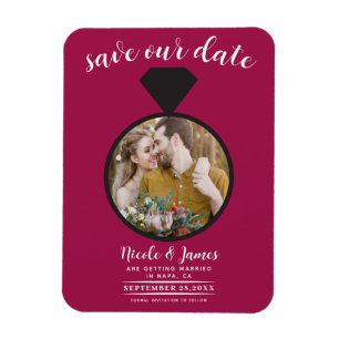 Magnet Flexible Bague de fiançailles de mariage Rose framboise Pho