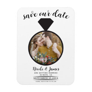 Magnet Flexible Bague de mariage blanche et noire Photo Save the D
