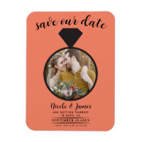 Bague de mariage saumon orange Photo Save the Date
