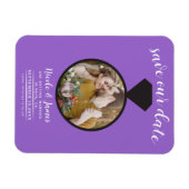 Magnet Flexible Bague de Mariage violet photo Enregistrer la date (Horizontal)