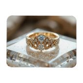 Magnet Flexible bague diamant doré brillant (Horizontal)