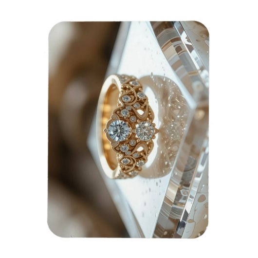 Magnet Flexible bague diamant doré brillant (Vertical)