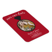 Magnet Flexible Bague rouge Mariage photo Enregistrer la date (Côté Droit)